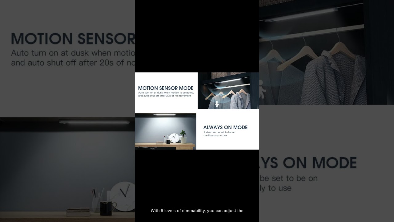 Rechargeable Motion Sensor Lights for Kitchen Stairs - 5 Dimmable Levels No Wires Needed HomeImprove