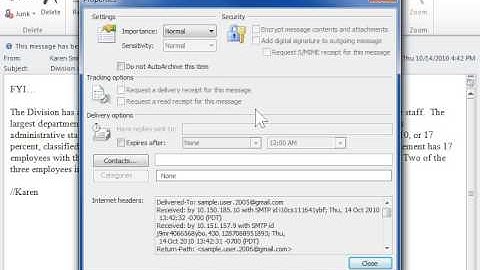 Outlook 2010 View the Contents of E-mail Headers