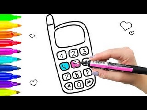 como desenhar o telefone com botões e números aprender a colorir