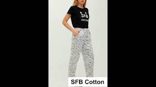 Sfb Cotton Kadın İki İplik Rahat Kesim Desenli Kumaş Pantolon