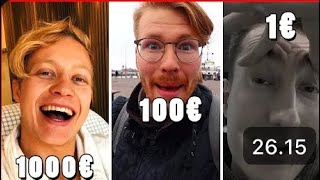 Päivä 1000€ 100€ ja 1€