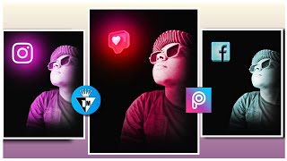 Neon Glowing Social Media Icons Photo Editing in Picsart || How to Edit Glowing Social Media Icons screenshot 4