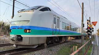 【2025/03/22 16:46〜47·信越線を走る上沼垂色のE653系1100番台 ジョイント音あり】特急しらゆき8号(上り 58M·新潟→新井) 羽生田駅付近にて