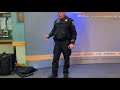 San Joaquin County Sheriff Pat Withrow demonstrates his department’s new soft ballistic shields