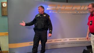 San Joaquin County Sheriff Pat Withrow demonstrates his department’s new soft ballistic shields screenshot 1