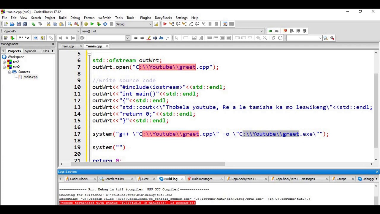 #02 c++ A program to write, compile and run another c++ - YouTube