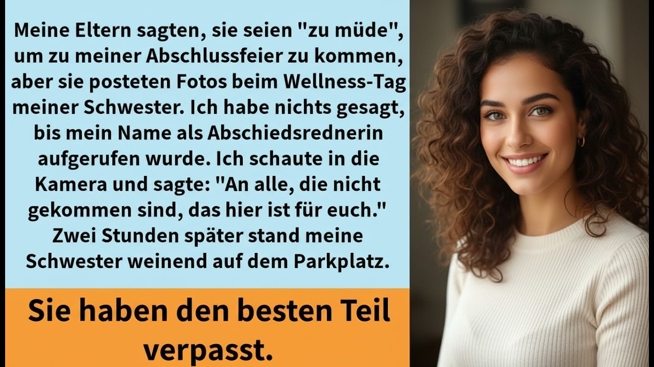 Meine Eltern sagten, sie seien ＂zu müde＂, um zu meiner Abschlussfeier zu kommen,