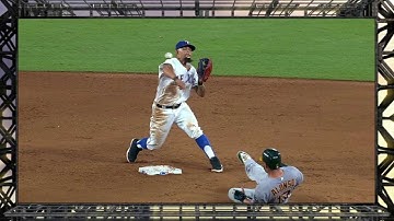 OAK@TEX: Profar, Odor turn a tough double play