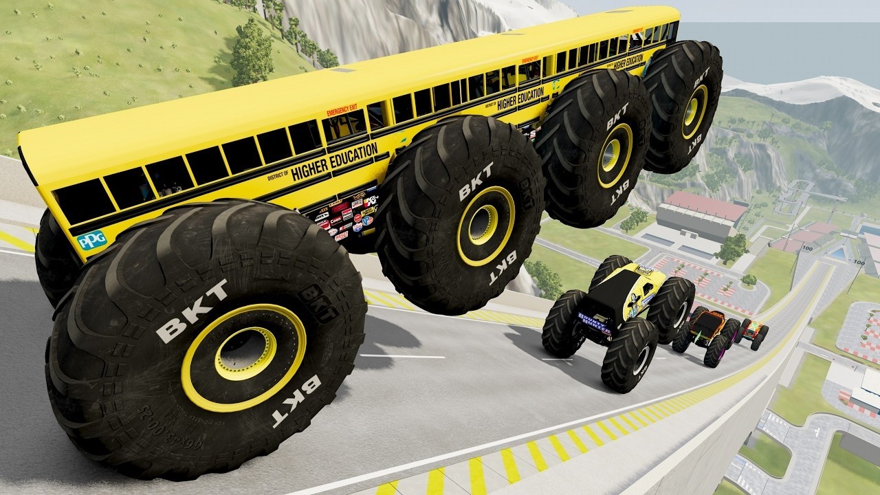 Epic High Speed Monster Truck Jumps And Crashes #094 - BeamNG Drive