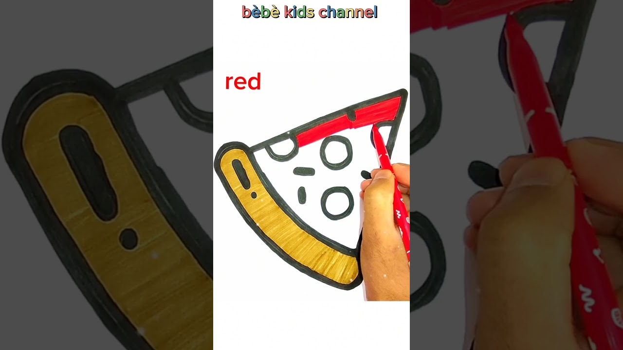 Drawing and coloring pizza 🍕 for children @ dissinge et coloré pour les enfants