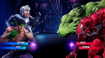 Arthur & Ryu vs Hulk & Red Venom (Very Hard) - Marvel vs Capcom | 4K UHD Gameplay