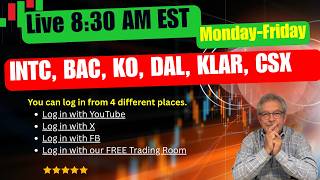 🟢 LIVE Friday Chart Review & Targets: INTC, BAC, DAL, KLA, CSX