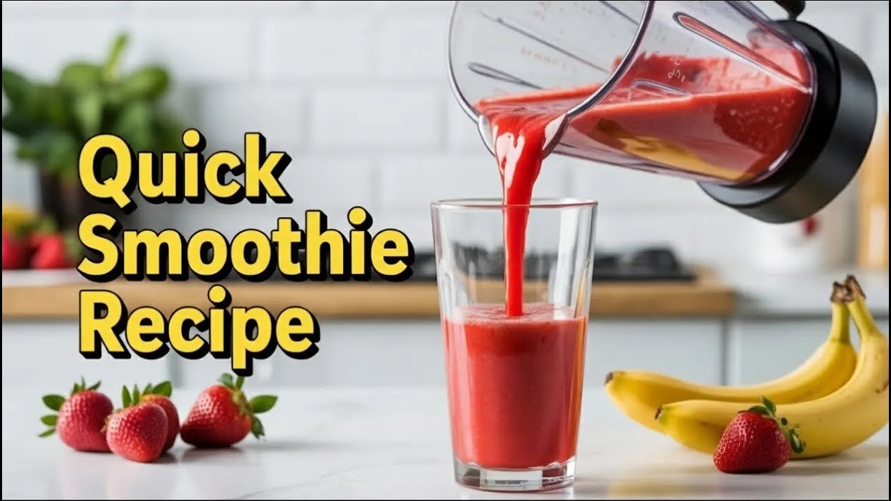 Frozen Strawberry Banana Smoothie in Ninja Blender Easy Recipe
