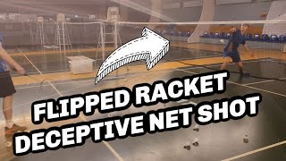 Badminton: PETER GADE,  STRAIGHT NET DROP - badminton trick shot #46