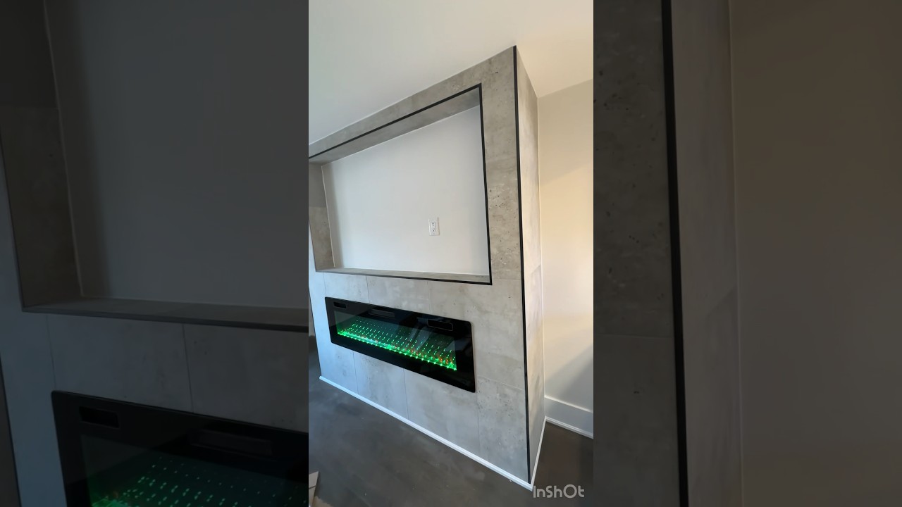 Modern tiled fireplace 