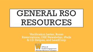 RSO Orientation (Module #3 - General RSO Resources)