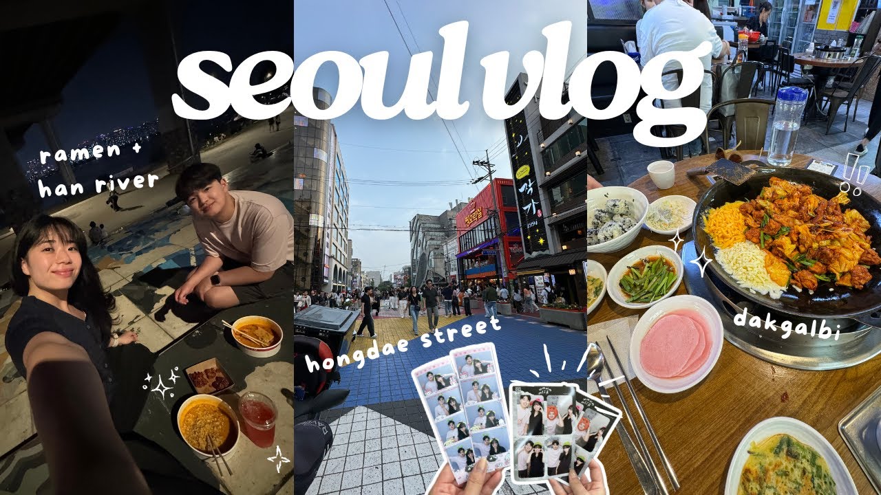 seoul vlog | hongdae shopping street, photobooths, eating ramen by han river