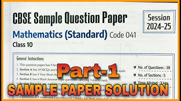 CBSE Sample paper  class 10 maths 2024 board Exam paper solution class 10 Topper Solution