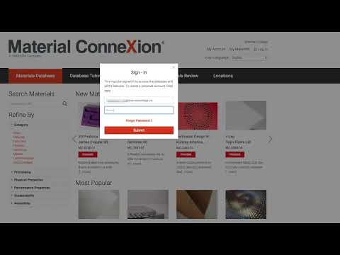 Material Connexion Database  Accessing the My Materials Feature