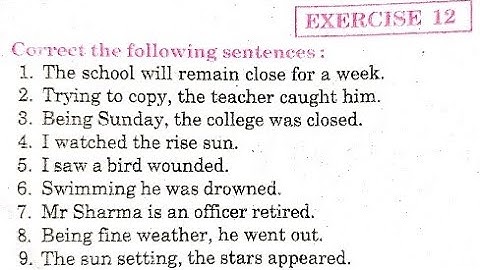 Syntax Exercise 12 Participle Error from excellent book class 12 solved by Ramesh Sir