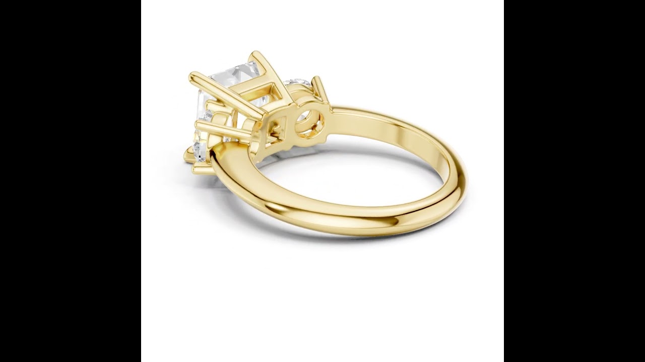 Asscher Cut Triple Stone Ring
