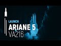 Flight VA216 ASTRA 5B Amazonas 4A Ariane 5 Launch Arianespace 