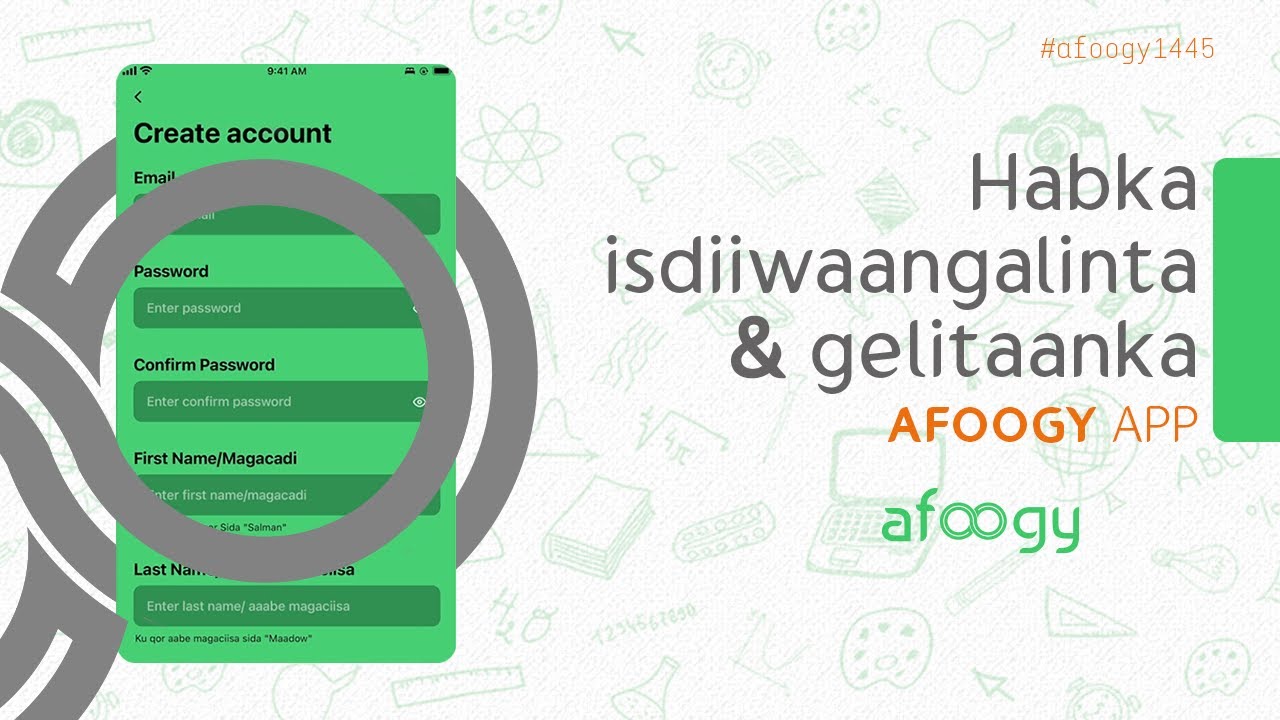 Habka isdiiwaangalinta  Gelitaanka AFOOGY APP