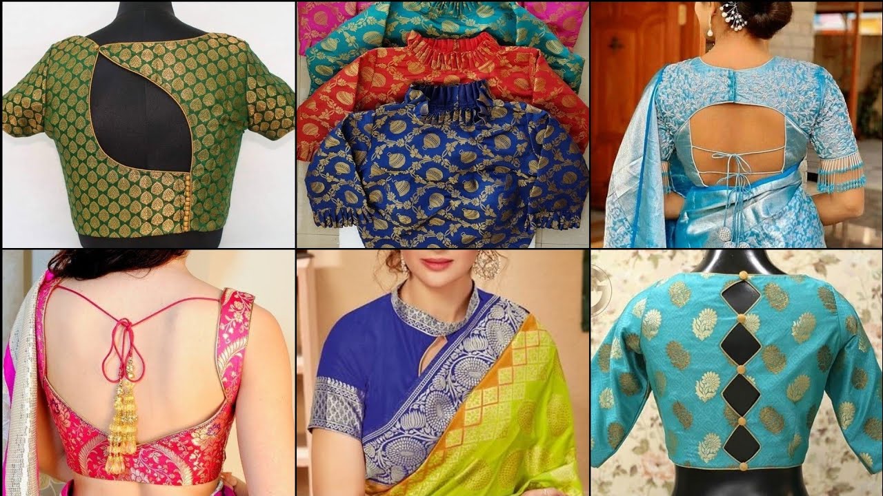 New Latest Brocade Blouse Front Neck And Back Neck Designs ...