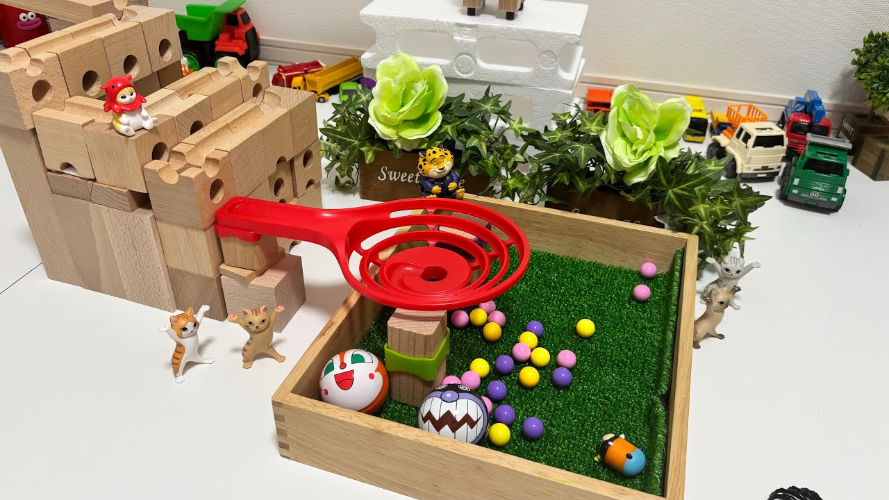 3 Minutes Satisfying Reverse Marble Run race ASMR ♡ Wooden Wave Course ♡ EP. 24 ♡ Colorful Marbles 