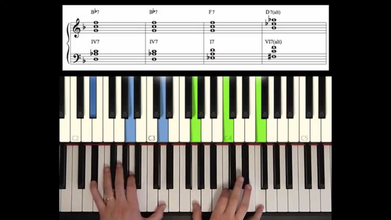 Two Handed Jazz Piano Voicings Over a Blues | The Piano Shed - YouTube