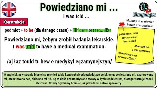 Powiedziano mi czyli zdania typu I was told - Strona bierna gramatyka angielski passive