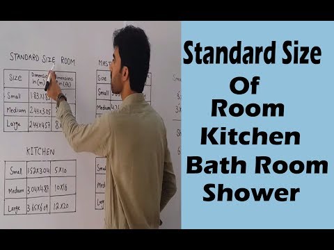 Standard size of Room , Kitchen , Bath Room & shower etc