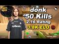 🔥donk (50-23) 2.16 Rating | avg 3.7K ELO | Anubis POV | Jun 17, 2026