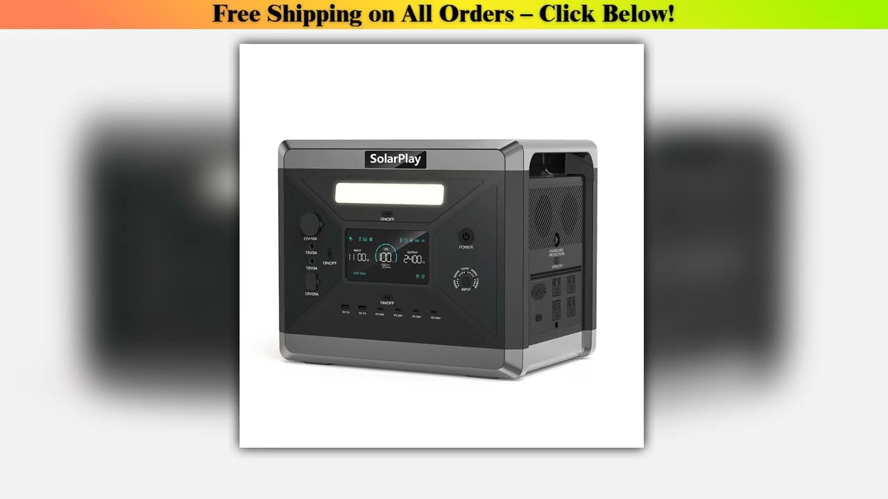 SOLARPLAY Q2501 Portable Power Station 2160WH LiFePO4 Battery with 2400W (4800W Peak) AC Output