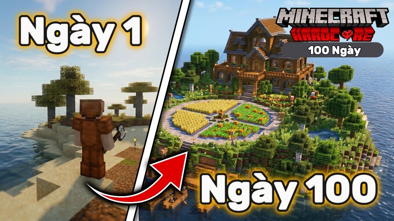 Tôi Đã Sống Sót 100 Ngày Trên Đảo Hoang Trong Minecraft Hardcore - YouTube