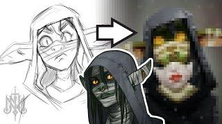 "FLUFFERNUTTER!" Fan art of Nott the Brave from Critical Role from sketch to fluffernutter!