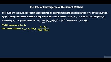 The Rate of Convergence of the Secant Method