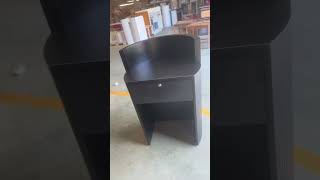 🎬 Mini Curved Black Reception Desk with Vertical Lines