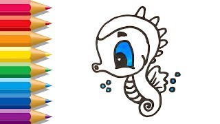 Seahorse Coloring Book | Sea Animals Coloring Page | Color For Kids | Fun Video