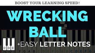 Video thumbnail of "WRECKING BALL - easy letter notes for piano☻"