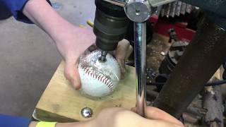 drill a hole through a BASEBALL and other round shapes