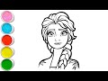 Cute Elsa Frozen Drawing for kids, Painting & Coloring for kids, Toddlers | Let's Draw Together