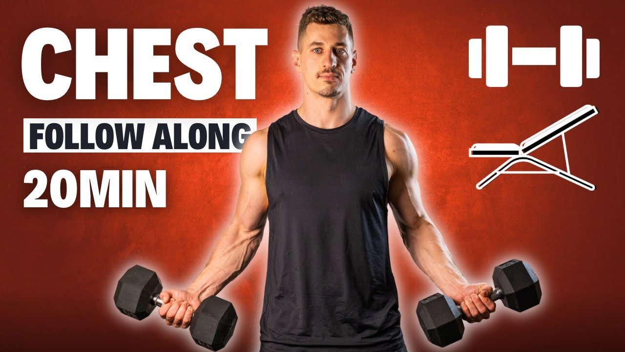 20 Min CHEST WORKOUT with Dumbbells & Bench | Follow Along - YouTube