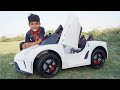 kids play with rc powe Wheels Ferrari Car Ride on Kids & unboxing testing