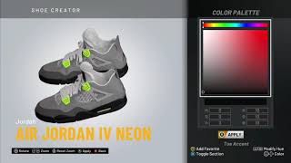 NBA 2K20 Shoe Creator-Make Air Jordan 4s "Neon"