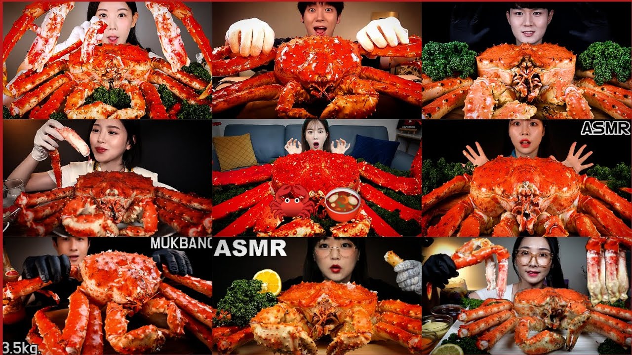 GIANT CRAB MUKBANG 🦀🥬 | Giant Crab Challenge ASMR Compilation #asmr #mukbang #foodie