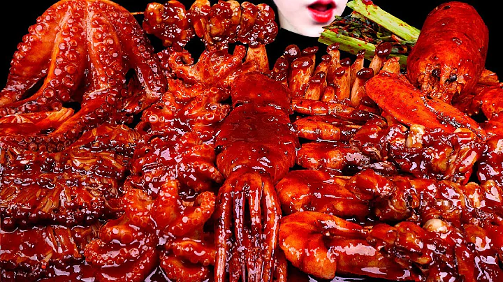 ASMR SPICY SEAFOOD,OYSTER,SPICY ENOKI MUSHROOM, OCTOPUS, SQUID, KIMCHI, ROBSTER 해물찜 팽이버섯 굴 먹방MUKBANG