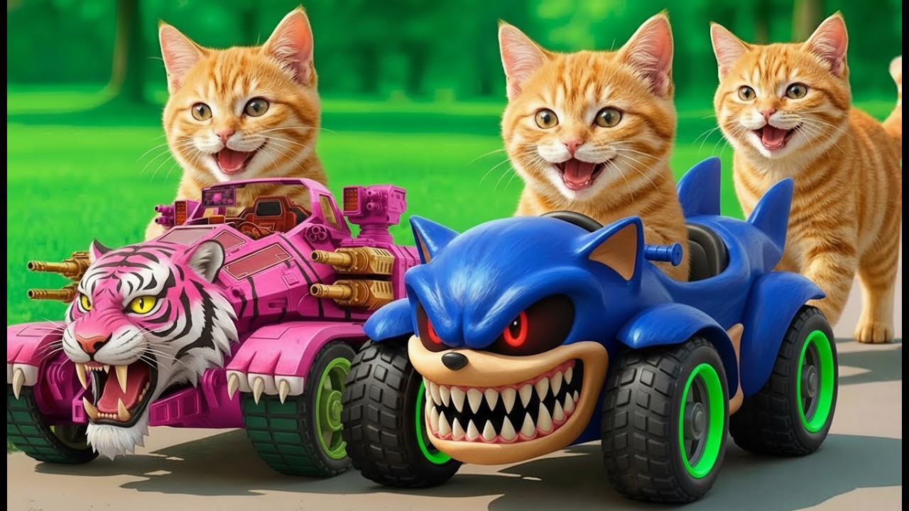 Kittens Race Sonic Off-Road Vehicles 🚓 on a Revenge Mission to Rescue Mama Cat from a Bully💥🐱