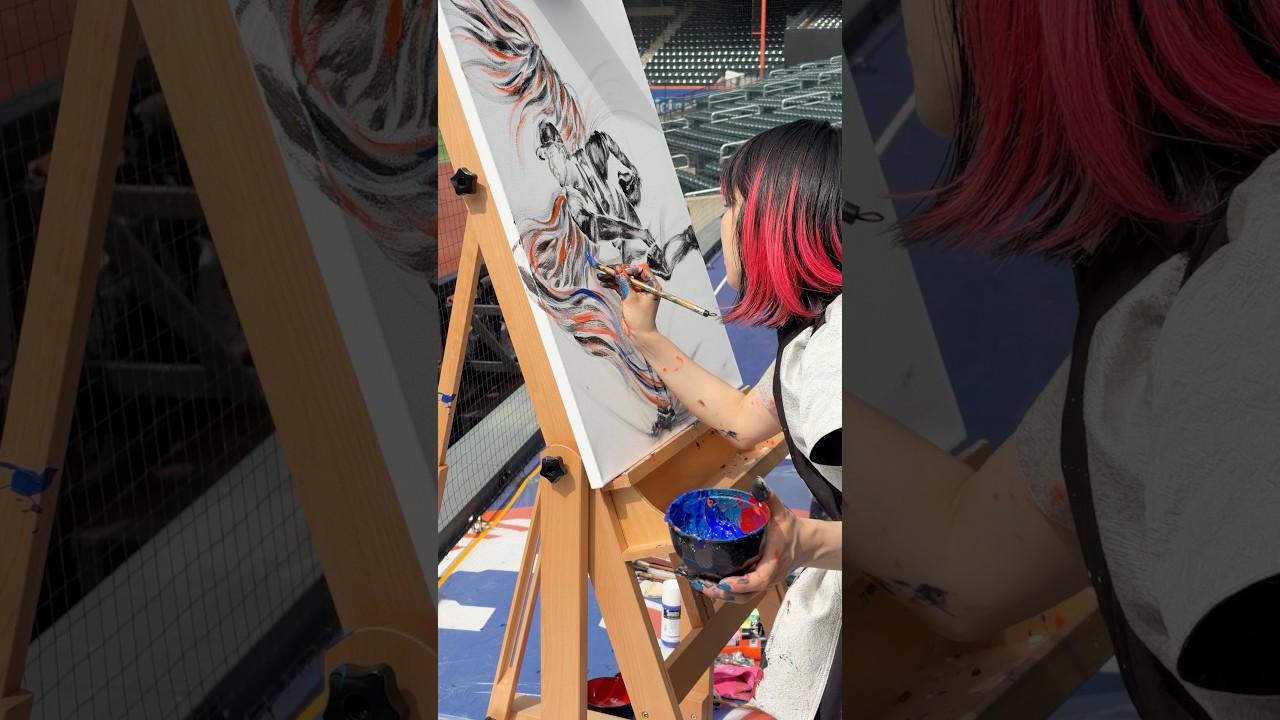 Japanese calligrapher Airi Hara painted a portrait of Kodai Senga #calligraphy #airihara #mets #art