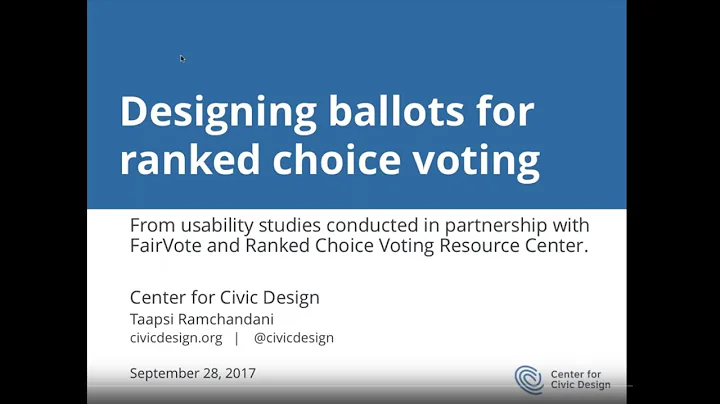 Usability Webinar 1: Designing Ballots for RCV